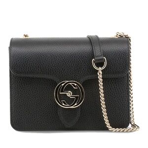 Gucci interlocking GG bag in black grained calf leather